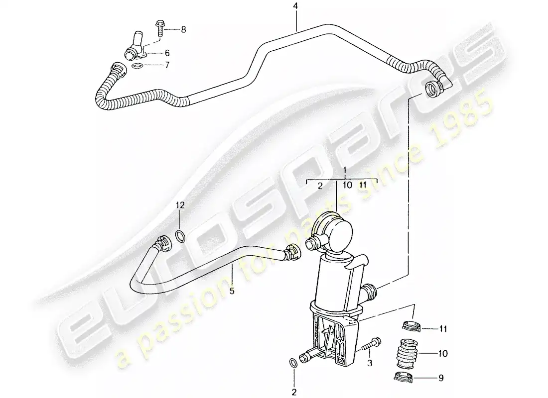 porsche 2001 (986 boxster) carter - separador de aceite diagrama de piezas
