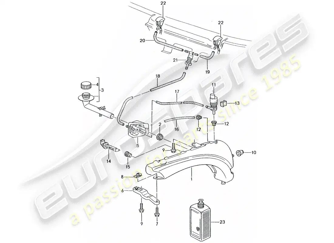porsche 2002 (986 boxster) windshield washer unit diagrama de piezas