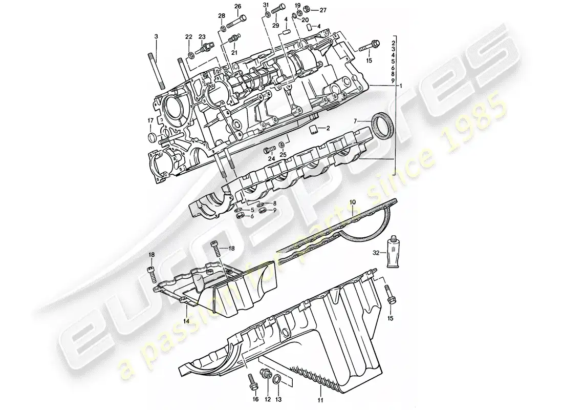 porsche 1983 (944) crankcase diagrama de piezas