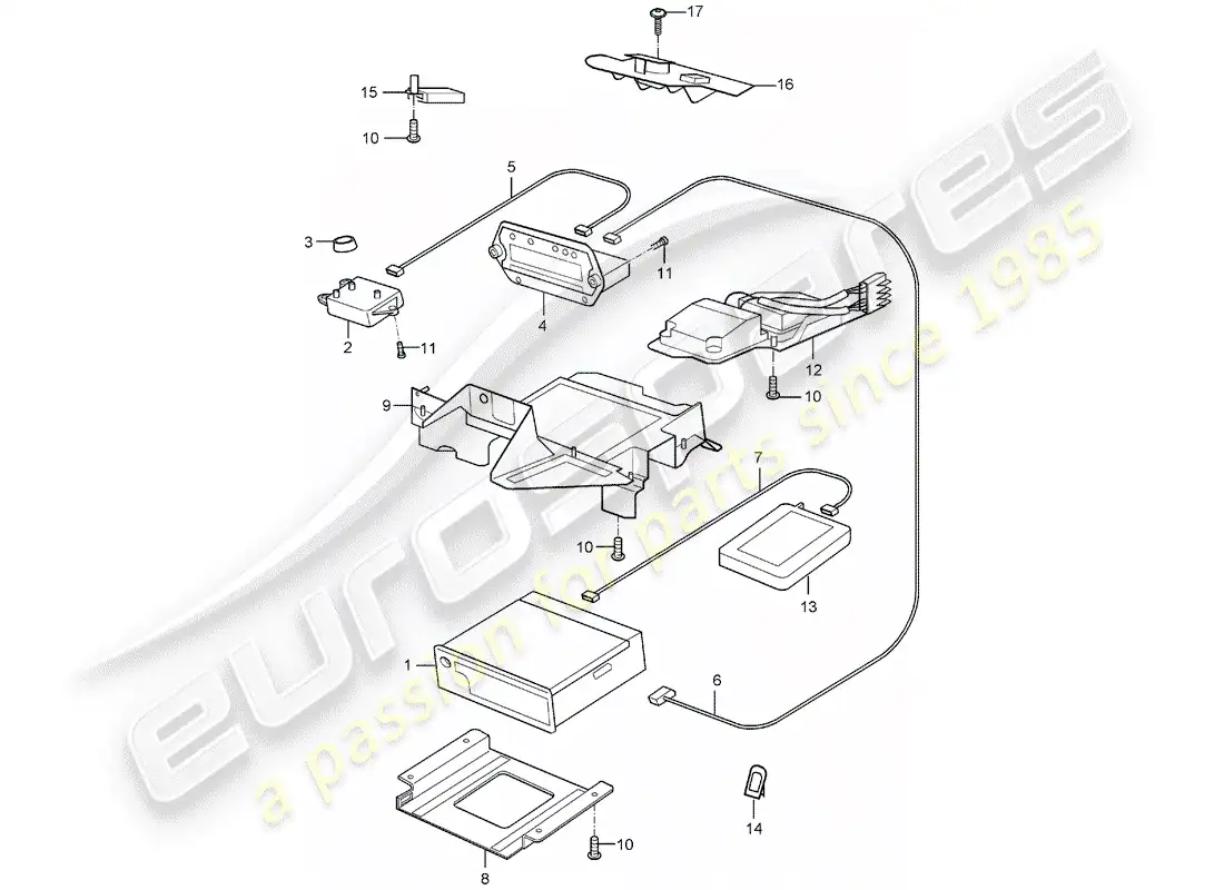 porsche 2004 (carrera gt) unidad de radio - sistema de navegación - teléfono diagrama de piezas