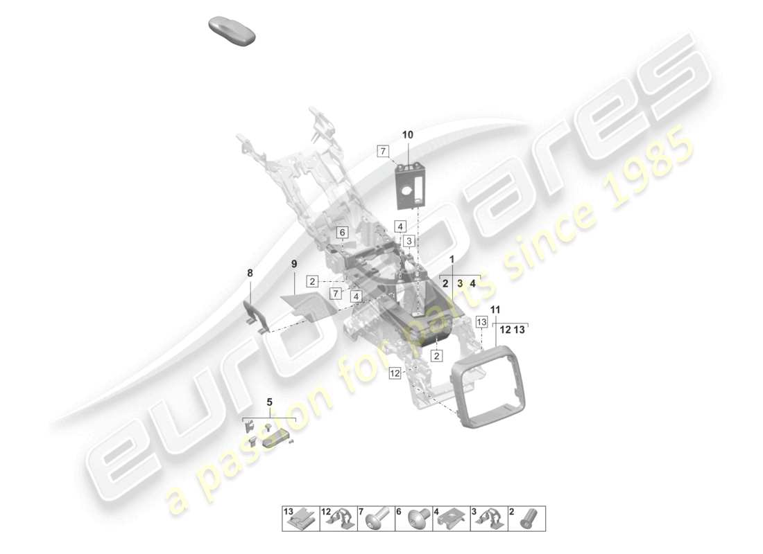 porsche 2021 (taycan 9j1-1) diagrama de piezas del compartimento de almacenamiento del revestimiento trasero