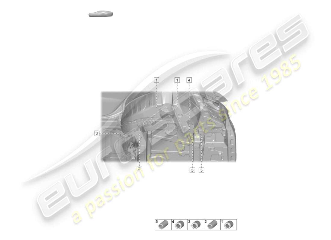 porsche 2021 (taycan 9j1-1) diagrama de piezas del miembro lateral trasero del extremo trasero del travesaño con soporte del eje