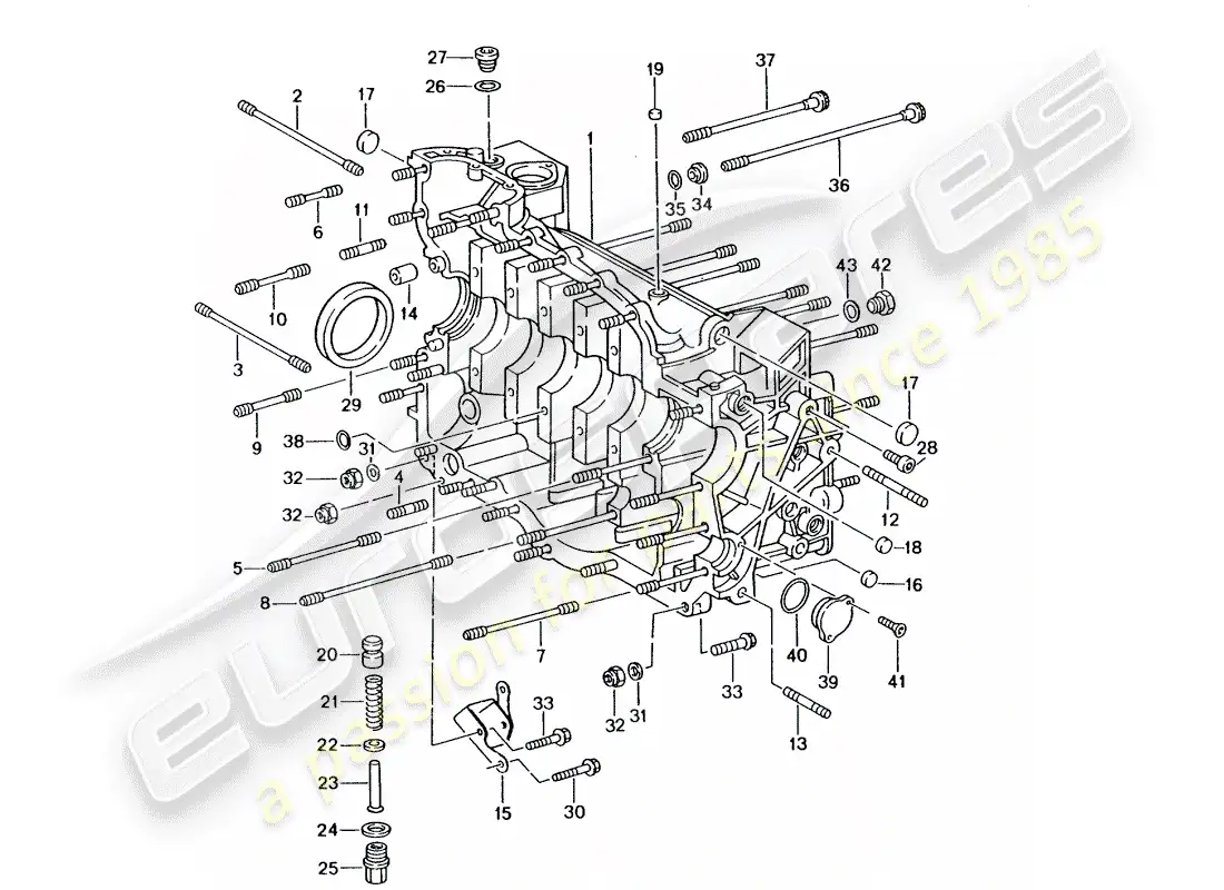 porsche 2002 (996 gt3) crankcase diagrama de piezas