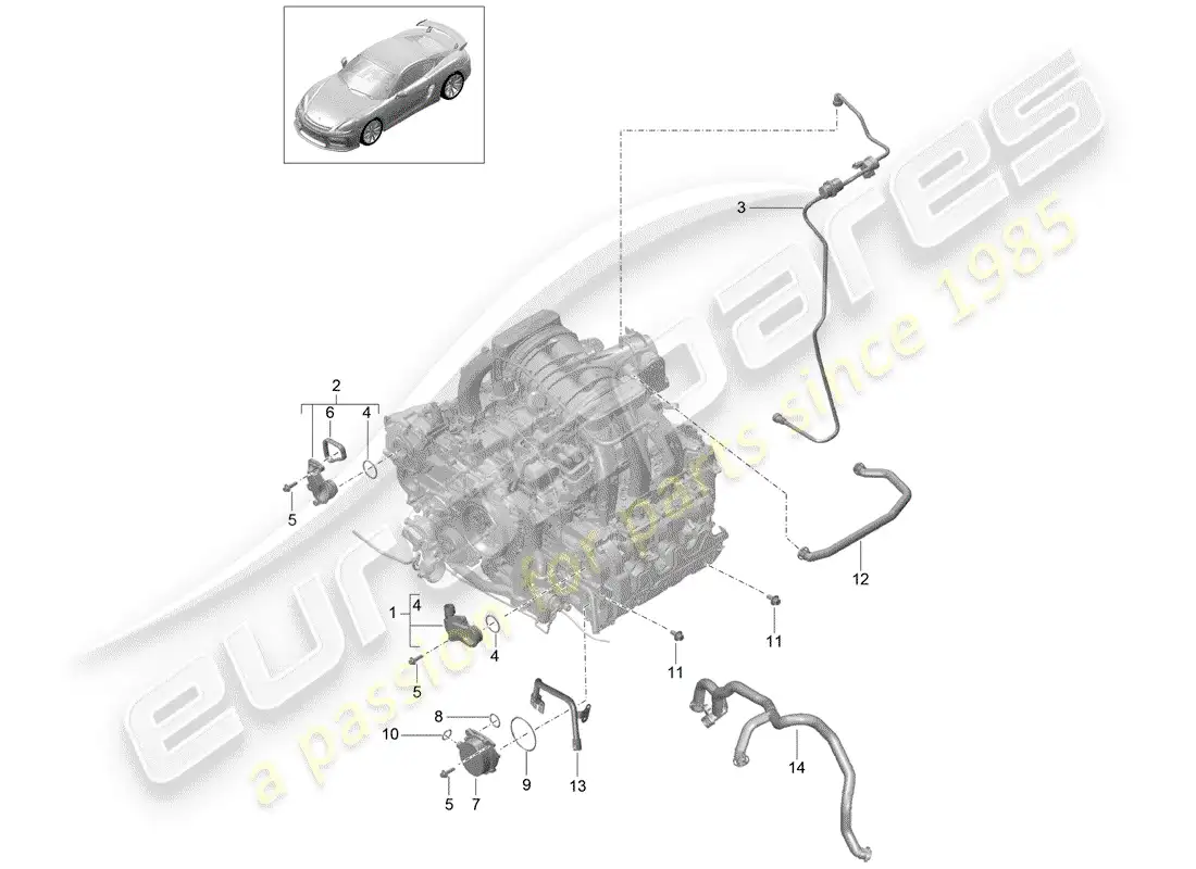 porsche 2016 (981 cayman gt4) diagrama de piezas del carter