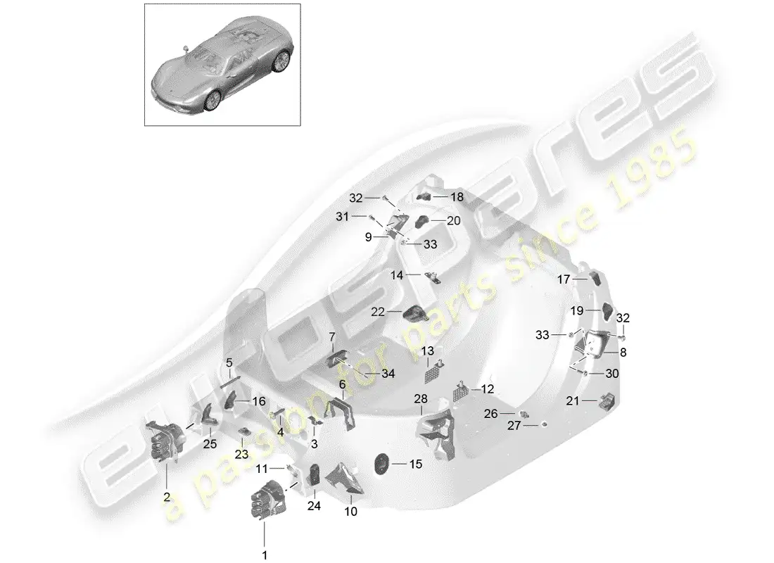 porsche 2015 (918 spyder) concepto de reparación especial diagrama de piezas