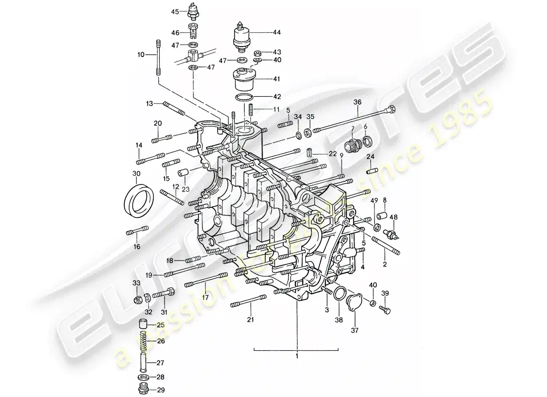 porsche 1987 (959) crankcase diagrama de piezas