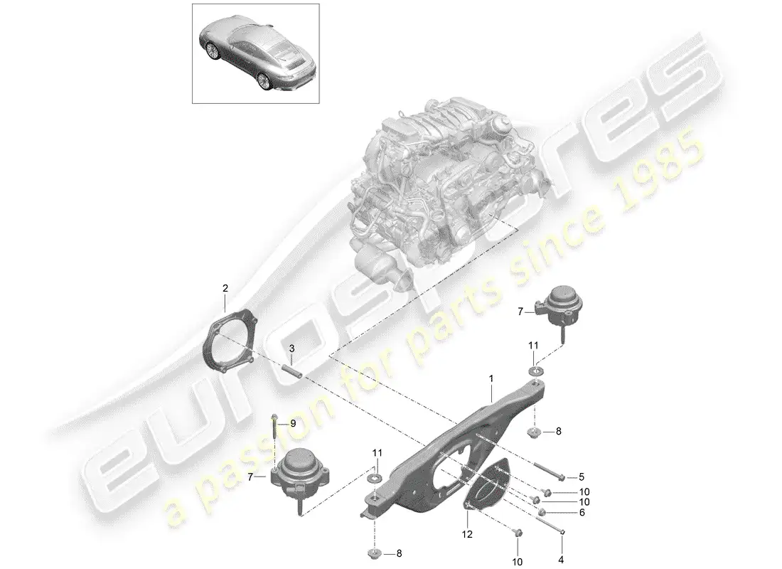 porsche 2020 (991-2) dispositivo de elevación del motor diagrama de piezas