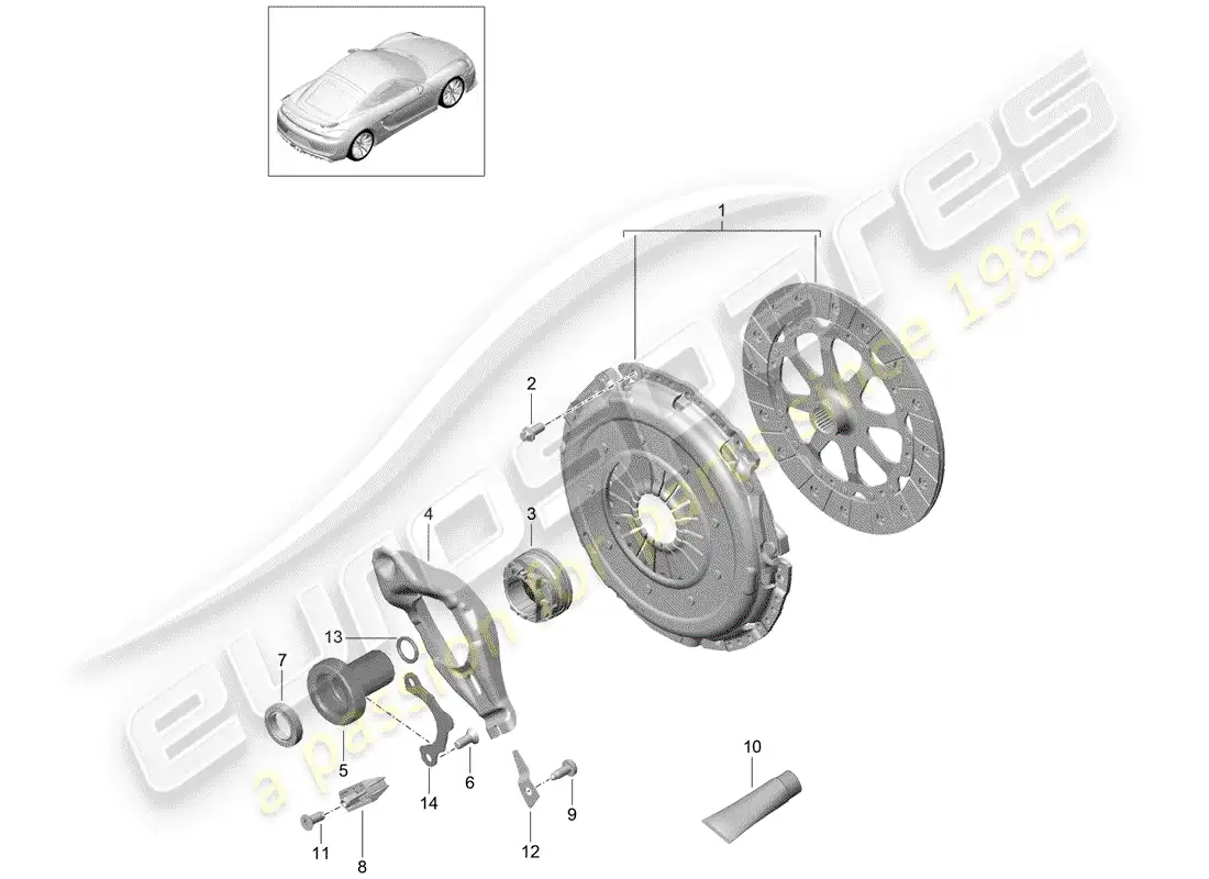 porsche 2016 (981 cayman gt4) embrague diagrama de piezas
