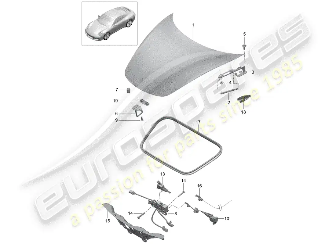 porsche 2018 (991-2) cubrir diagrama de piezas