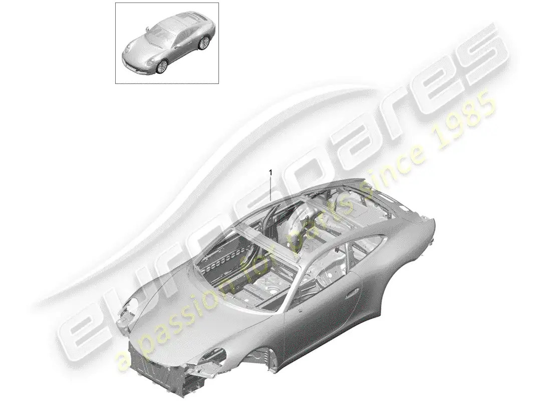porsche 2020 (991-2) cuerpo del auto diagrama de piezas
