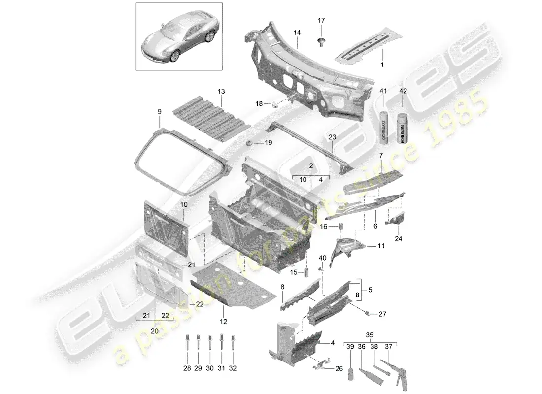 porsche 2020 (991-2) interfaz diagrama de piezas