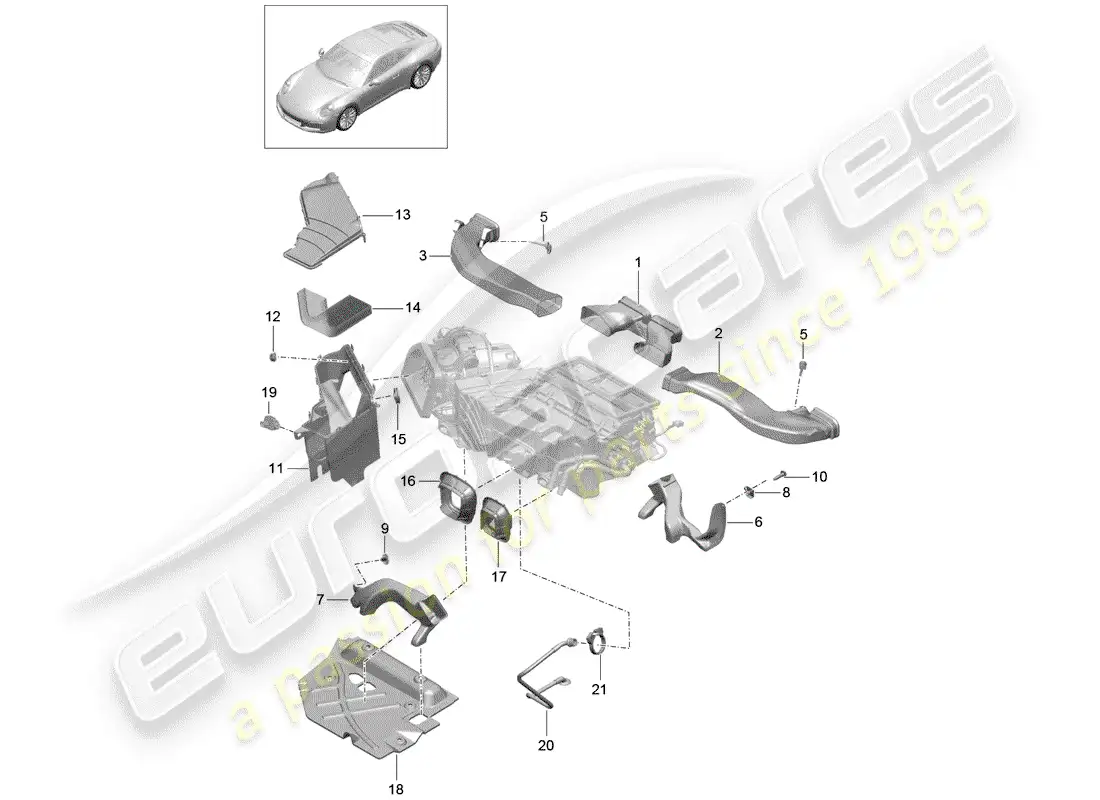 porsche 2017 (991-2) ducto de aire diagrama de piezas