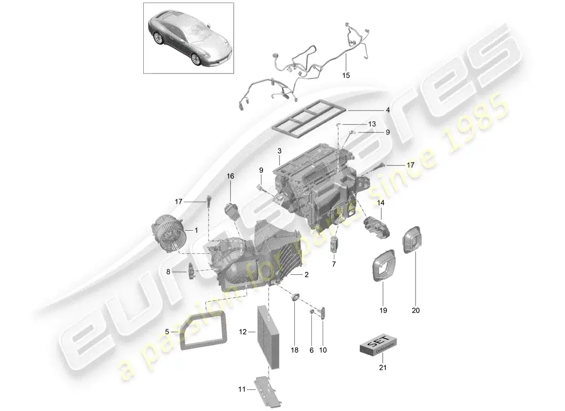 porsche 2017 (991-2) aire acondicionado diagrama de piezas