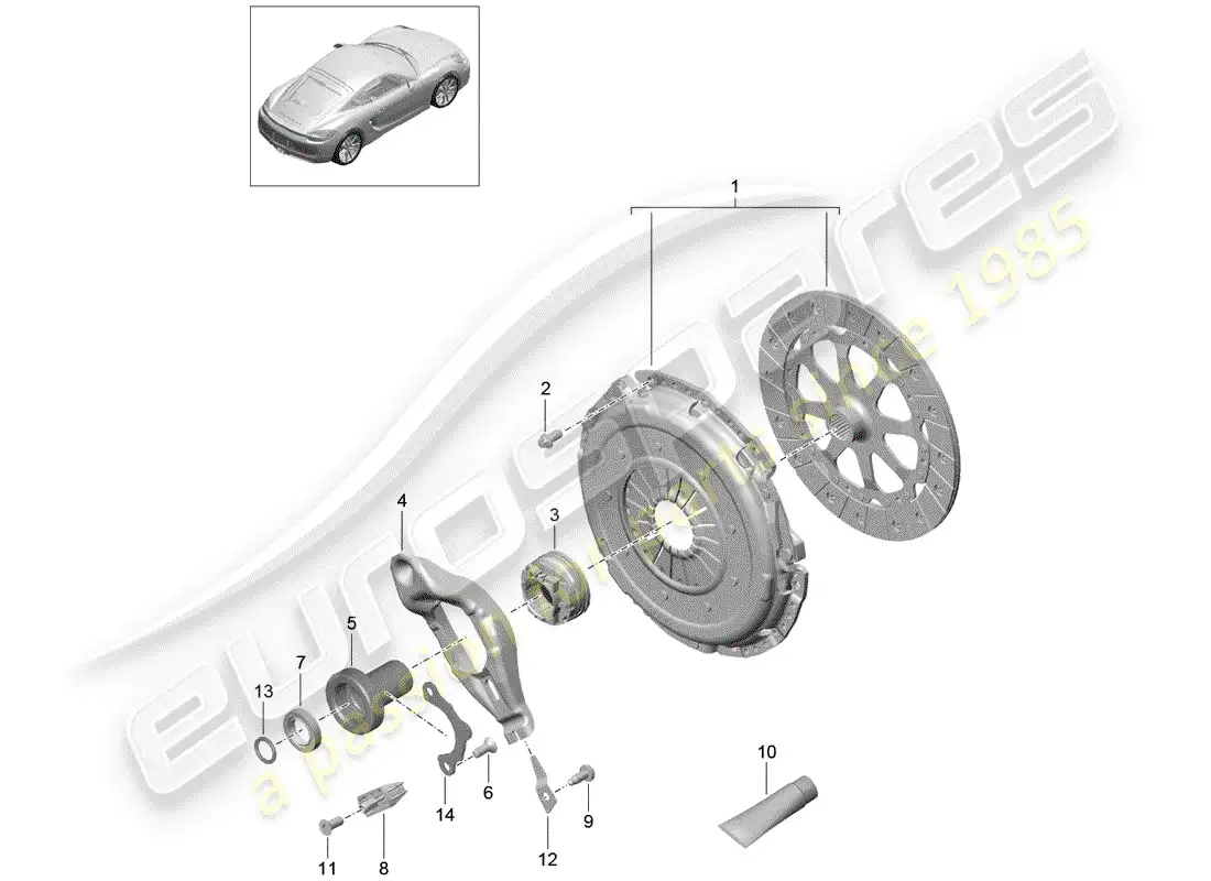 porsche 2014 (981 cayman) embrague diagrama de piezas