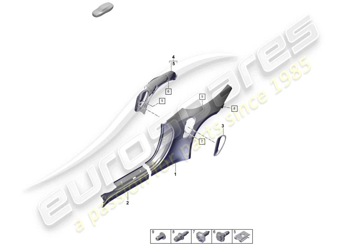 porsche 2025 (992-2 turbo / s) diagrama de piezas del cabriolet de la parte lateral