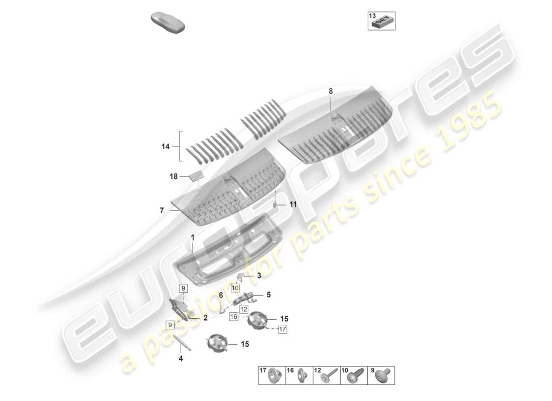 porsche 2021 (992-1) diagrama de piezas de la tapa del maletero/portón trasero