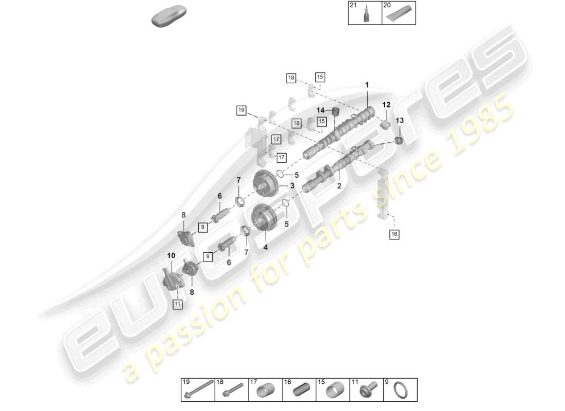 porsche 2024 (992-2) diagrama de piezas de la unidad de ajuste del árbol de levas