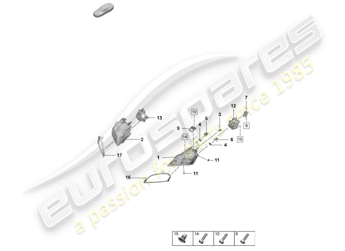 porsche 2026 (taycan 9j1-2) diagrama de piezas de faros led con haz matricial