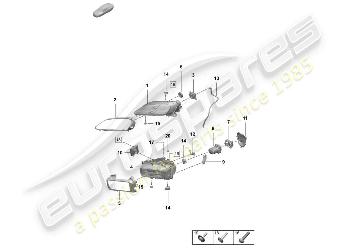 porsche 2025 (macan-e) faro led matrix unidad de control pdls+ elemento de fijación diagrama de piezas