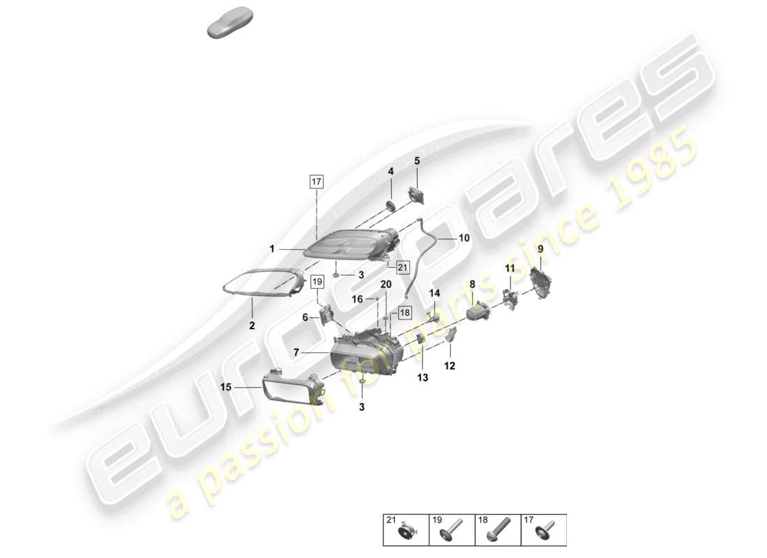 porsche 2026 (macan-e) faro led básico unidad de control pdls+ elemento de fijación diagrama de piezas