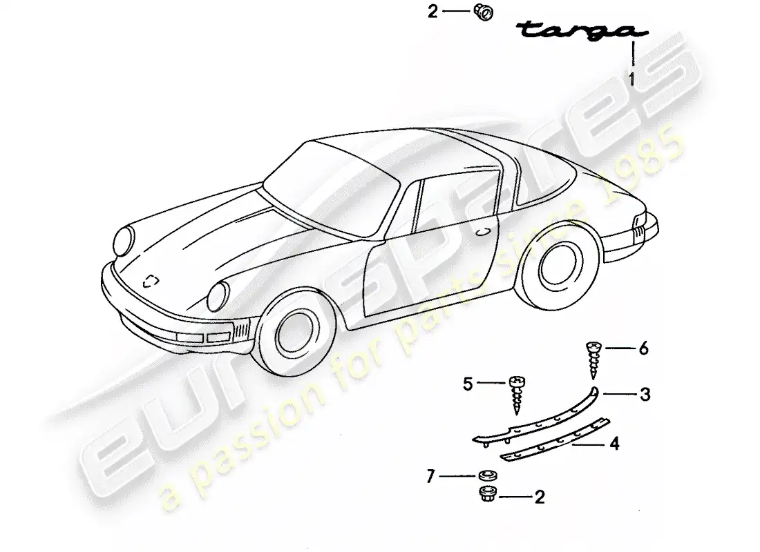 porsche 1989 (911) accesorios decorativos diagrama de piezas