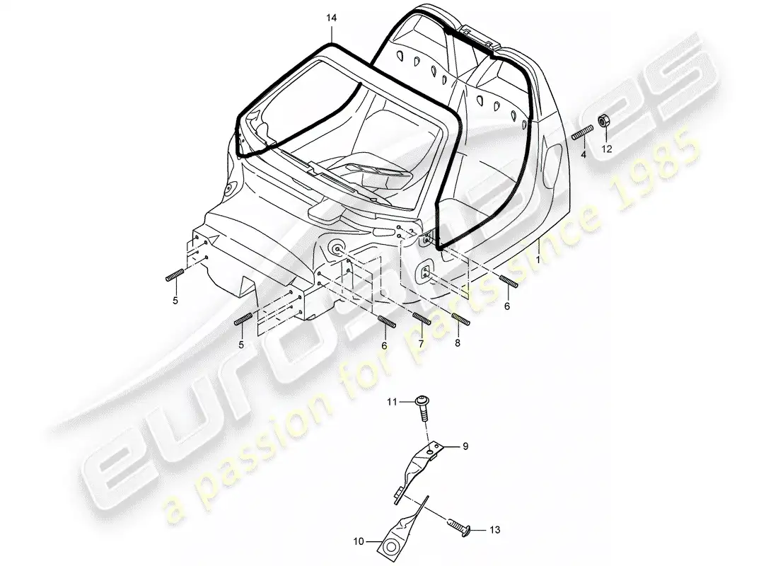 porsche 2005 (carrera gt) diagrama de piezas monocasco
