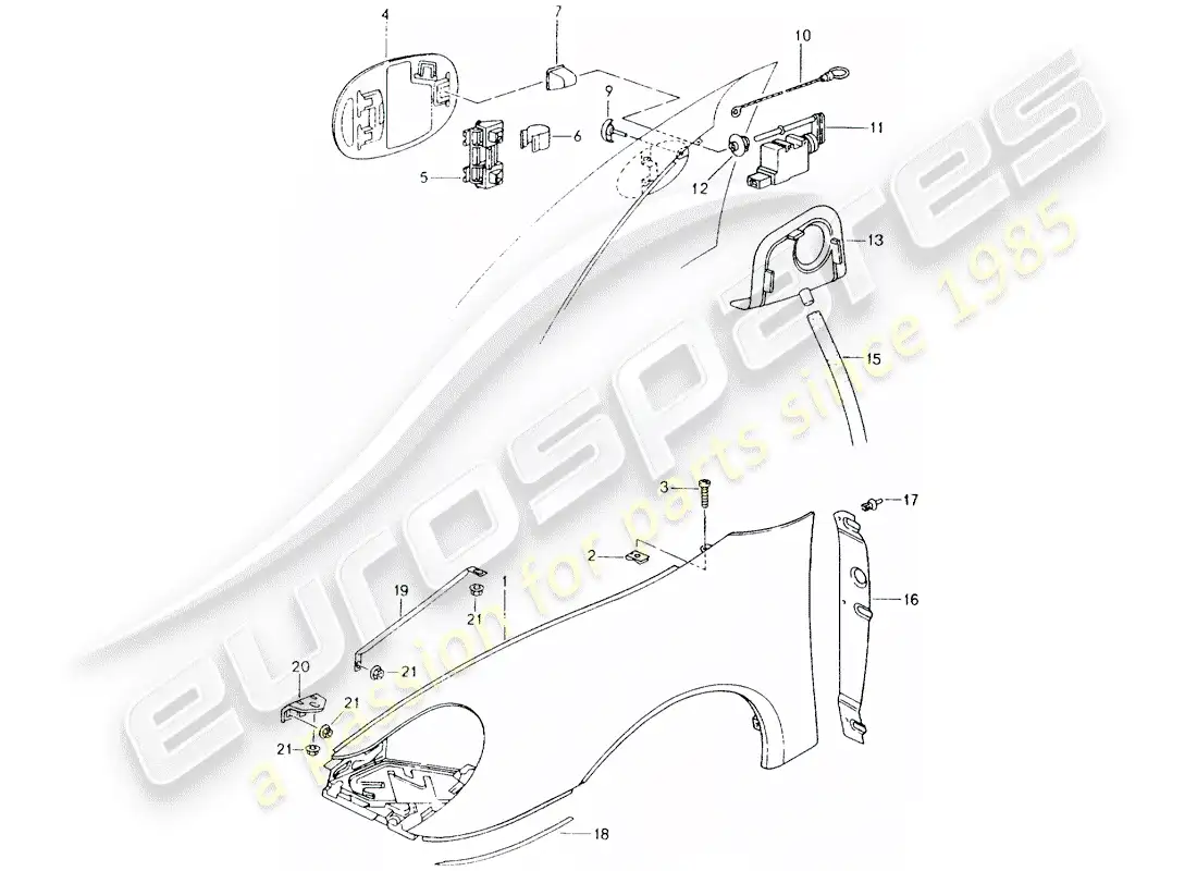 porsche 2002 (986 boxster) defensa diagrama de piezas