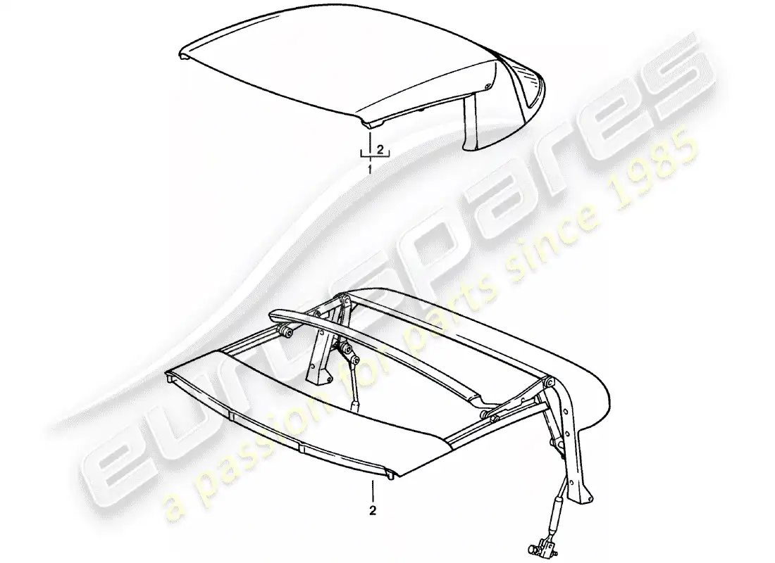 porsche 1983 (911) top convertible - marco superior - manualmente diagrama de piezas