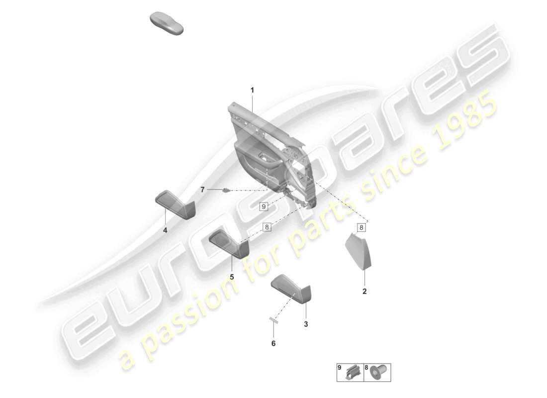 porsche 2022 (panamera 971-2) diagrama de piezas de cuero del panel de la puerta delantera