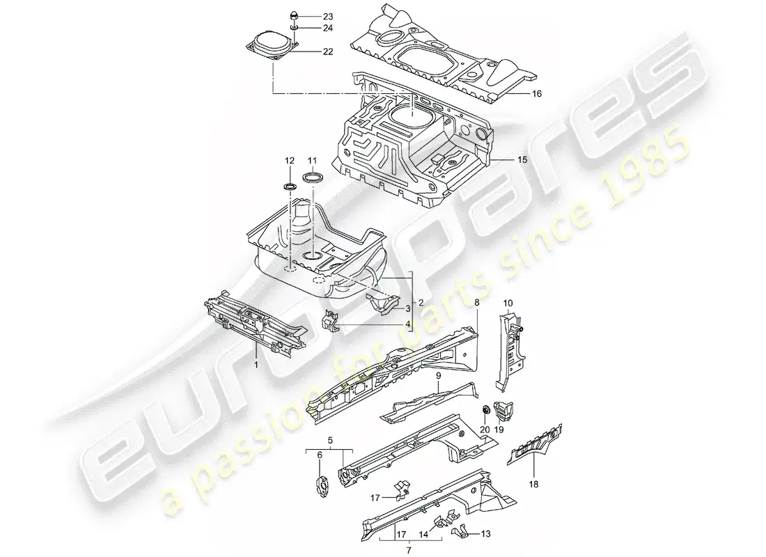 porsche 2004 (996 turbo / gt2) extremo delantero - piezas únicas diagrama de piezas