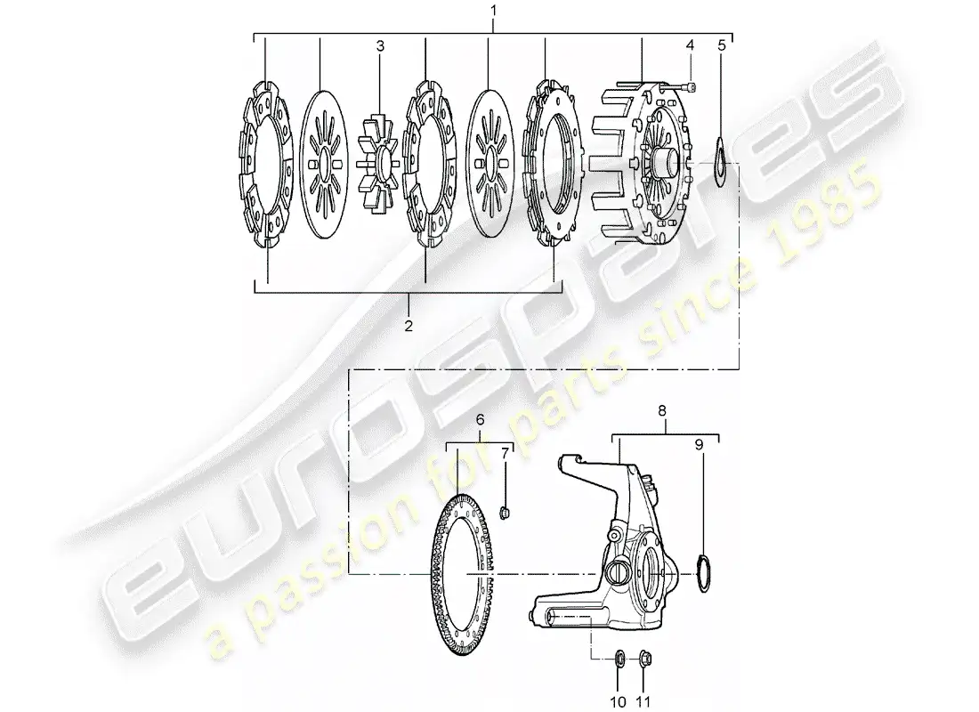 porsche 2005 (carrera gt) diagrama de piezas del embrague