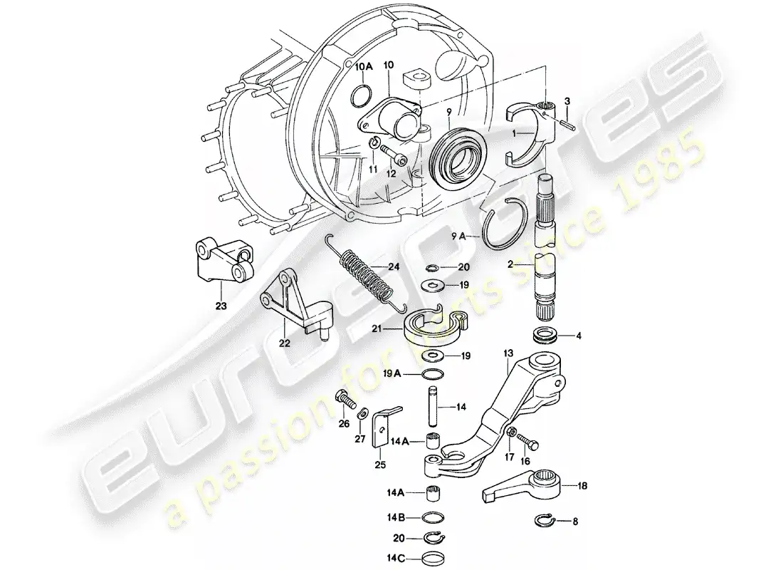 porsche 1979 (911) liberación del embrague diagrama de piezas