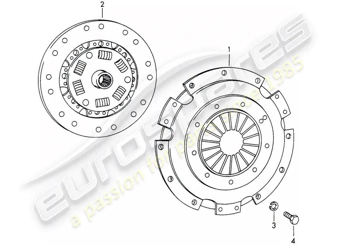 porsche 1965 (911/912) embrague diagrama de piezas