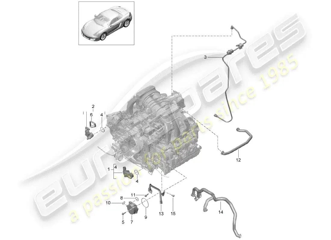 porsche 2016 (981 boxster) crankcase diagrama de piezas