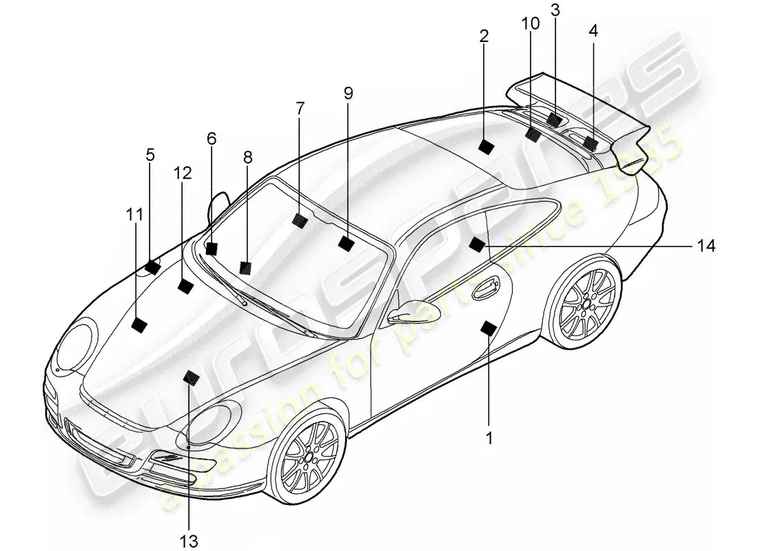 porsche 2010 (997-2 gt3) señales/avisos diagrama de piezas