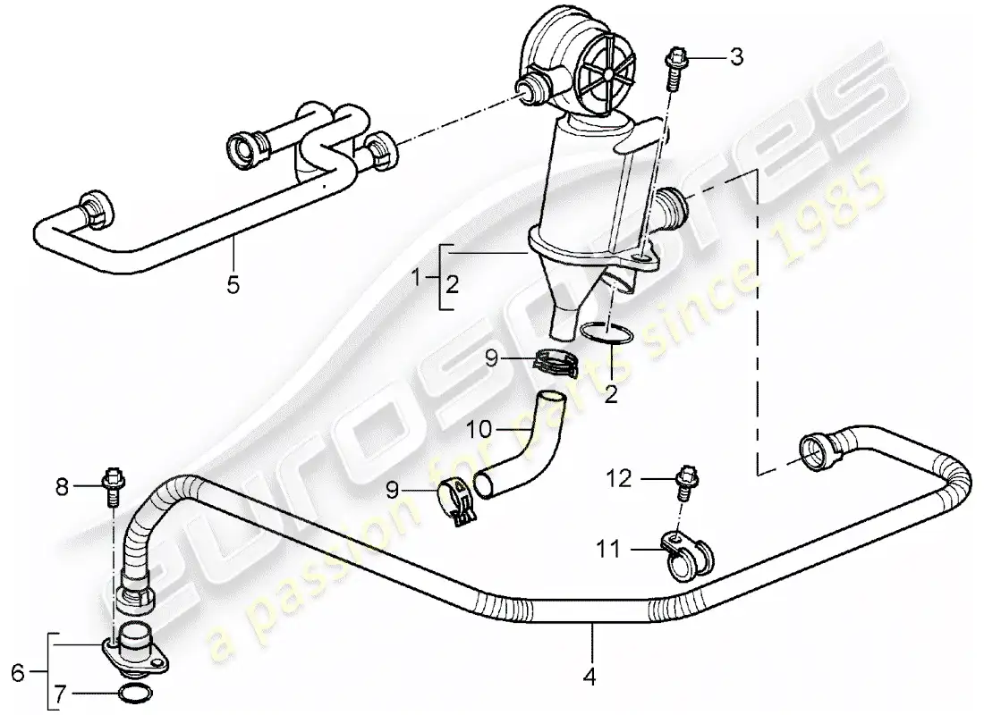 porsche 2005 (987 boxster) crankcase diagrama de piezas
