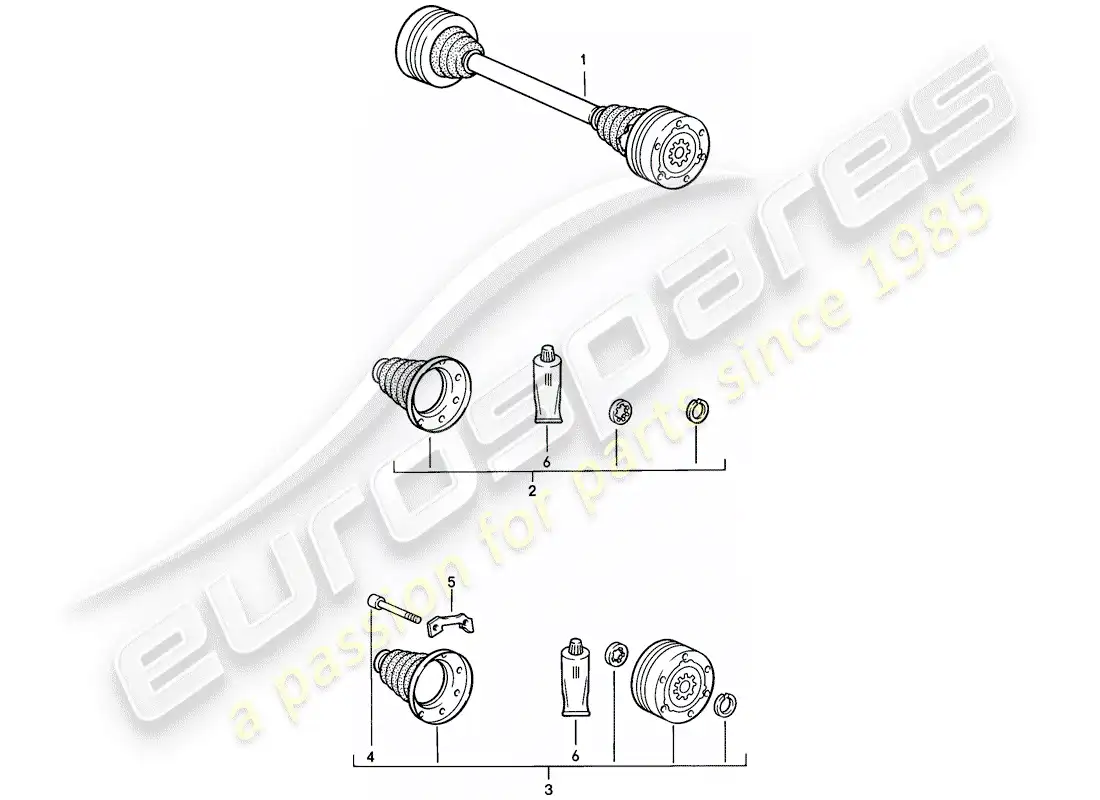 porsche 1984 (944) eje de accionamiento diagrama de piezas