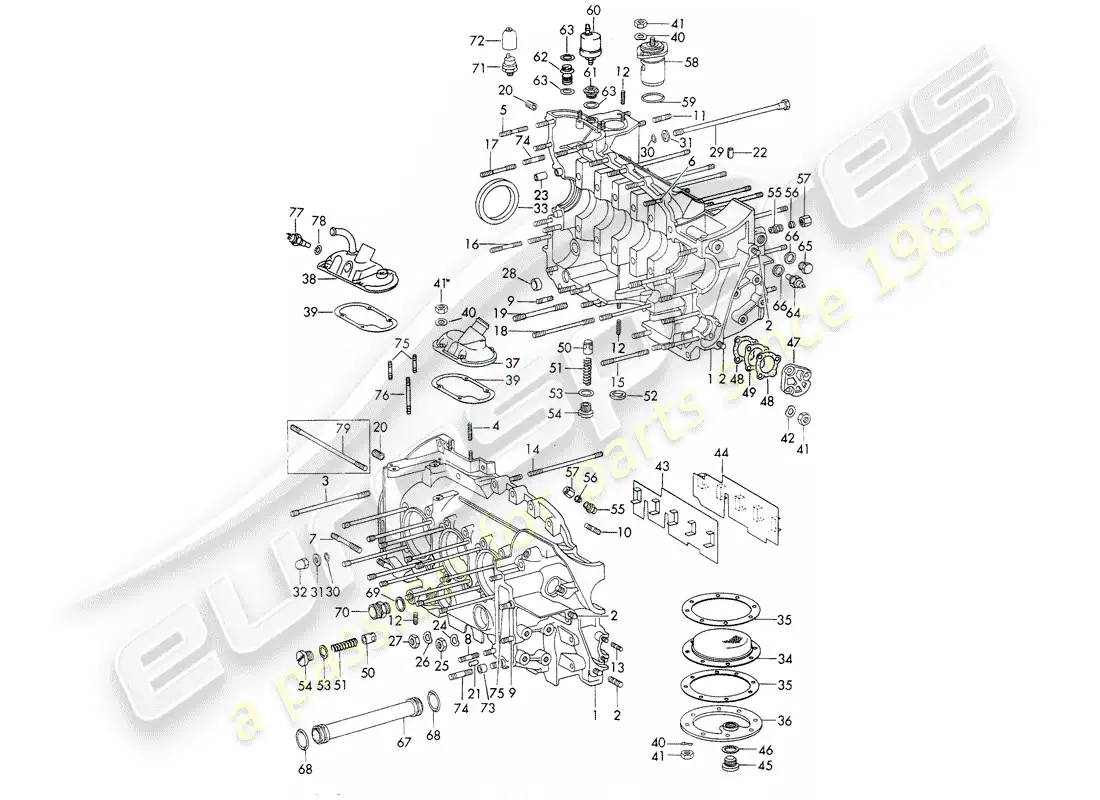 porsche 1966 (911/912) carter - juego de reparacion para mantenimiento - juego de juntas - ver ilustración: diagrama de piezas