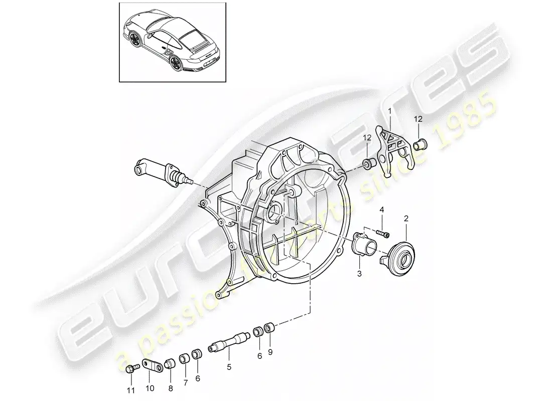 porsche 2011 (997-2 turbo / gt2 rs) liberación del embrague diagrama de piezas