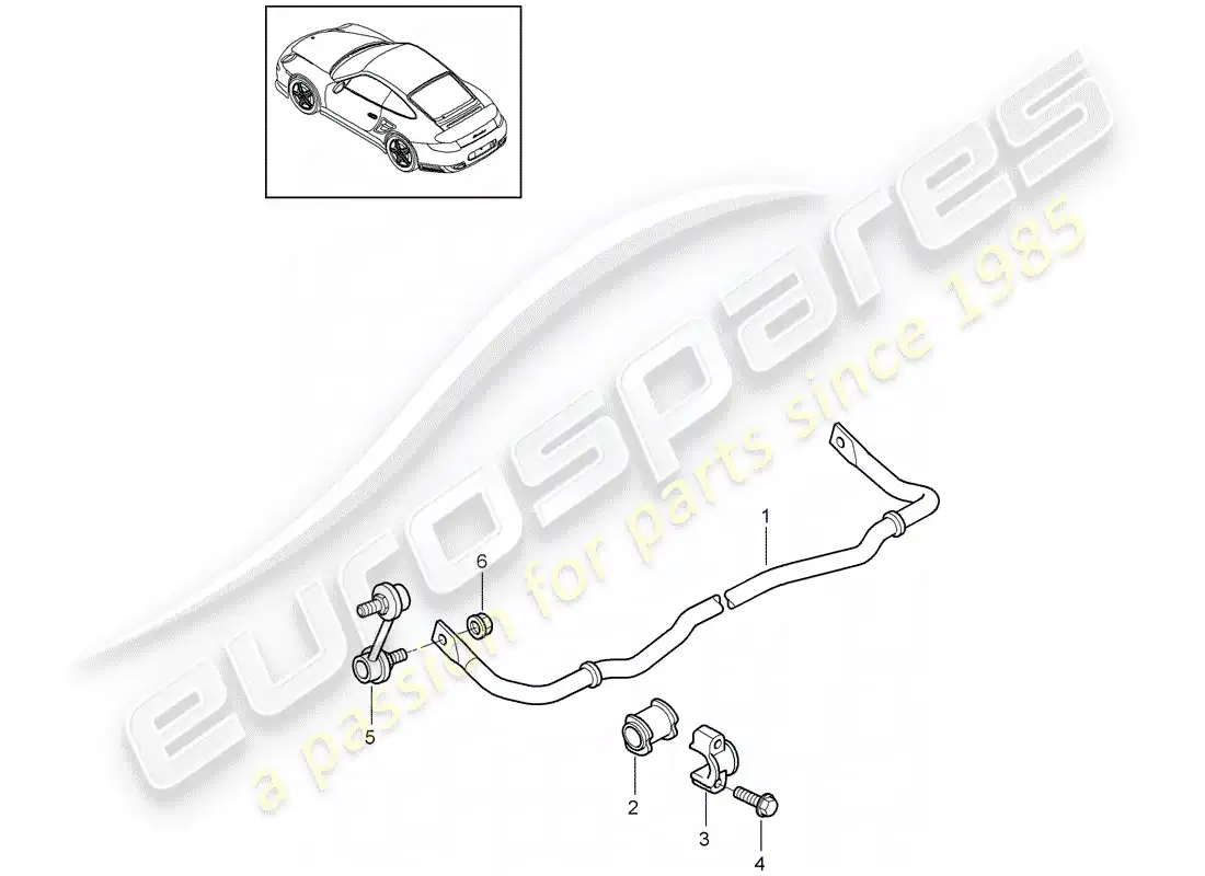 porsche 2011 (997-2 turbo / gt2 rs) diagrama de piezas del estabilizador