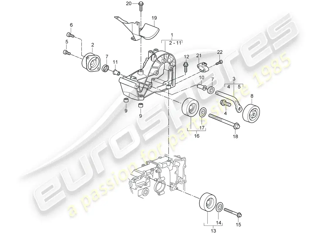 porsche 2007 (987 boxster) tensor de la correa diagrama de piezas