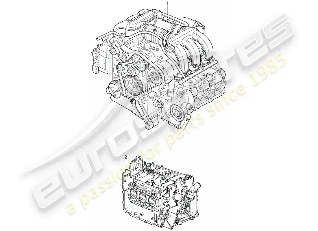 porsche 2007 (987 boxster) motor de repuesto diagrama de piezas