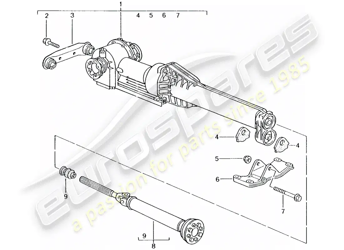 porsche 2002 (996 turbo / gt2) diferencial del eje delantero - eje de propulsor diagrama de piezas