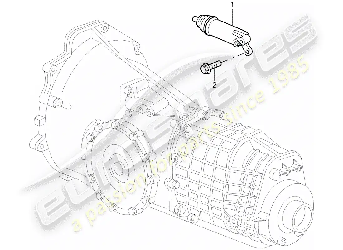 porsche 2002 (986 boxster) embrague hidráulico - funcionamiento - d - mj 2000>> diagrama de piezas