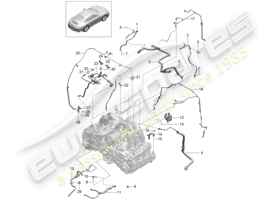 porsche 2020 (991-2) respiradero del cárter diagrama de piezas