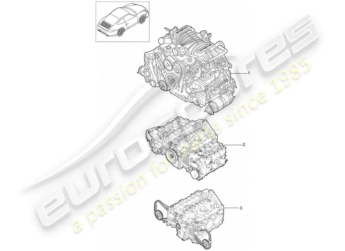 porsche 2009 (997-2) motor de repuesto diagrama de piezas