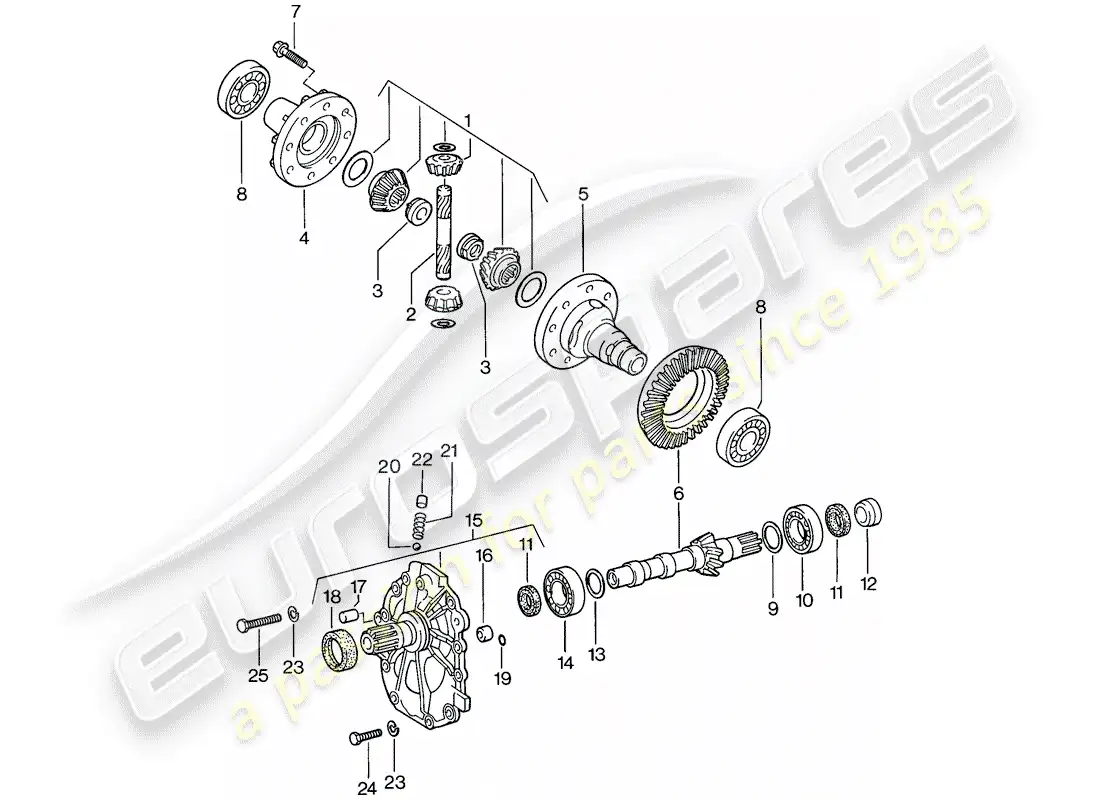 porsche 1984 (944) diferencial - transmisión automática diagrama de piezas