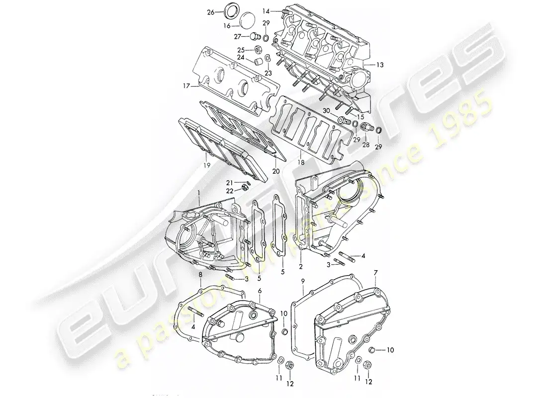 porsche 1966 (911/912) caja de cadena - árbol de levas carcasa - juego de reparación para mantenimiento - ver ilustración: diagrama de piezas