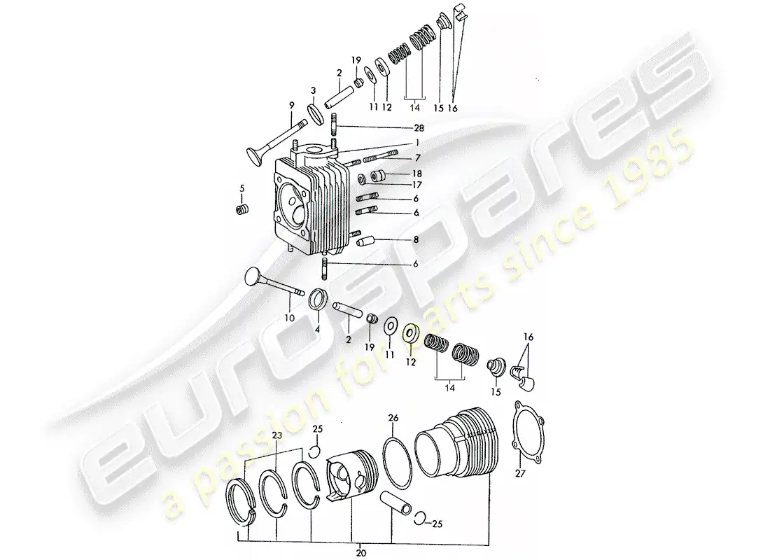 porsche 1966 (911/912) culata - cilindro con pistones - juego de reparación para mantenimiento - ver ilustración: diagrama de piezas