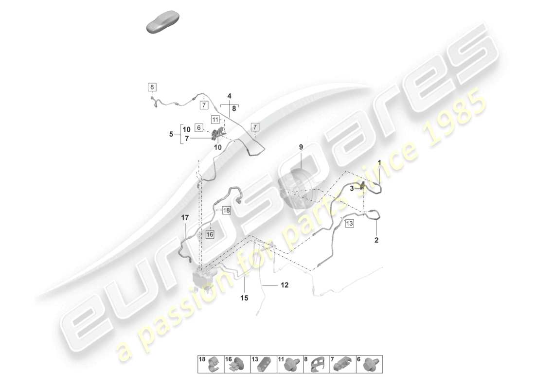 porsche 2024 (panamera 971-2) diagrama de piezas de la tubería de freno de la unidad hidráulica al tanque de expansión del refrigerante